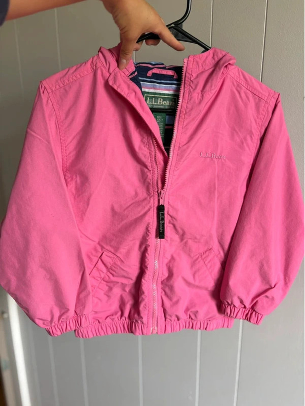 Girls Pink Vintage L.L.Bean Light Rain Jacket Size 6X/7